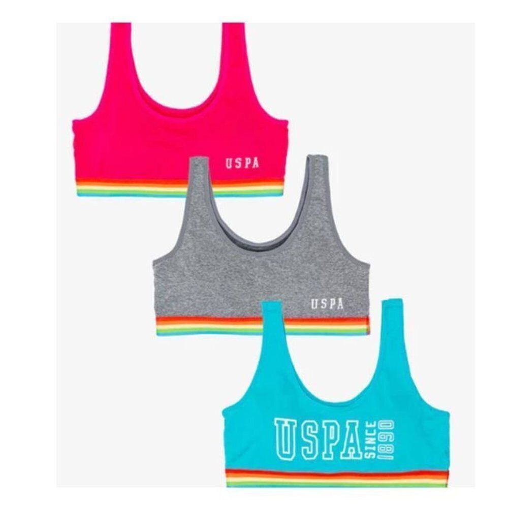 US Polo Women's Seamless Sports Bra 3 Pack Large
